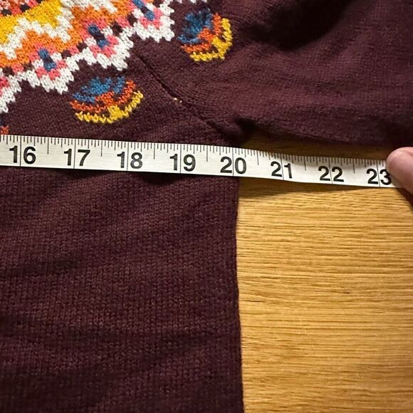 NWT Talbots fair isle yoke crewneck sweater maroon medium petite - Picture 6 of 8